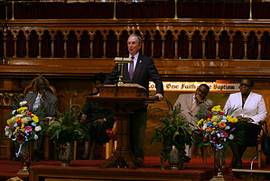 Mayor Bloomberg speaks at Cornerstone Baptist Church Sunday Service.